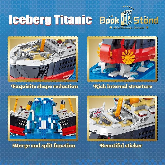 Iceberg Titanic Building Blocks Sets，Creative Bookshelf Toy Building Set，Ideal Gift for Reading Enthusiasts（1202PCS）-Toys Gifts for Adult
