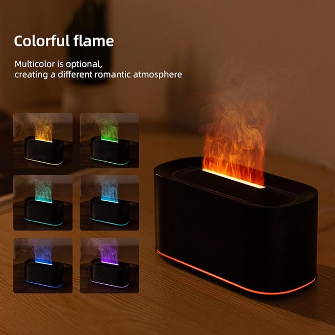 Asixxsix Essential Oil Diffuser, Aromatherapy Diffuser Cool Mist Humidifier with 7 Colors Light, Scent Aromas Diffuser, Quiet Flame Diffuser for Essential Oil, Home, Office, Bedroom (Black)
