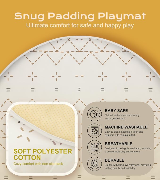 Little Dove Tummy Time Mat with 6 Toys, Macrame Baby Play Mat for Newborn, Baby Gym with 12 Milestone Cards, Stage-Based Sensory and Motor Skill Development Baby Play Gym, Non Slip Mat Washable, Khaki