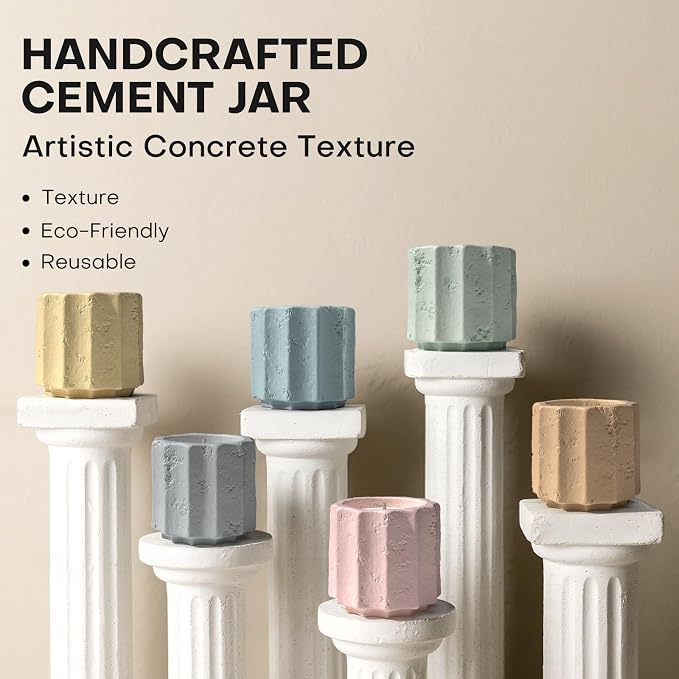Scented Candles Set for Home, 6 Pack Natural Soy Wax Candle Gift Set, Non-Toxic Cement Jar Candles, Luxury Aromatherapy for Stress Relief, Highly Scented, Housewarming Gifts