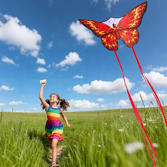 Butterfly Kites for Kids & Adults, Easy to Fly Design with Long Tail for Stability, for Kids Ages 4-8 & Beginners, Beach & Park Use | Family Outdoor Fun