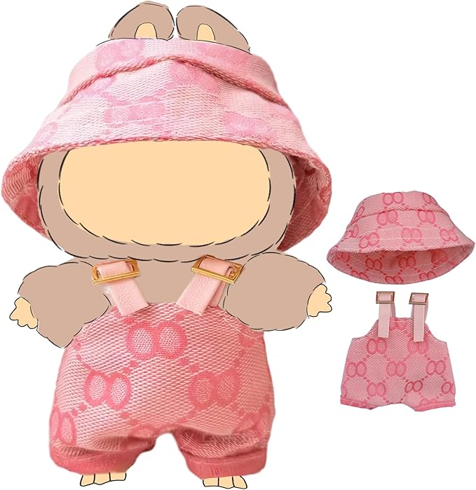 Clothes for Dolls, 2-Piece 17cm Clothes & Hat Set for Dolls, Exquisite Accessories for lebb, Doll Accessories Only Clothes (No Doll) (2PC-Pink)