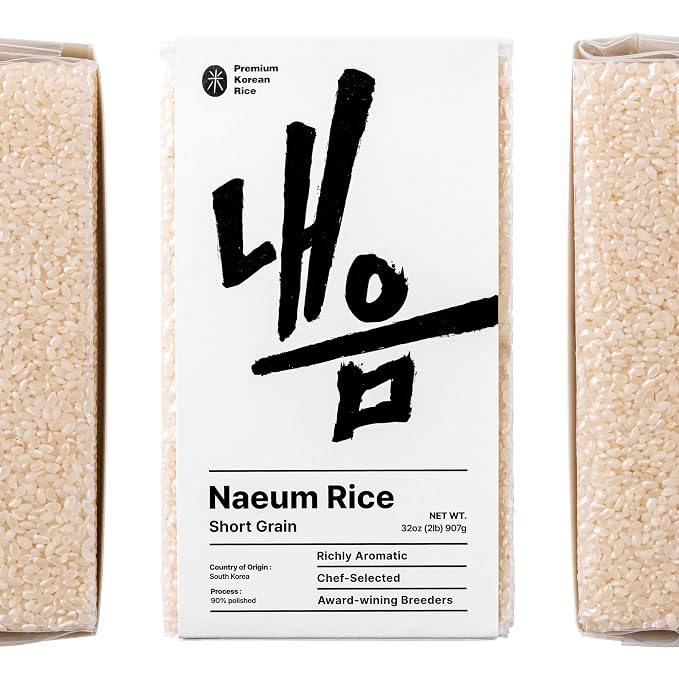 Naeum Premium Korean White Rice – Aromatic, Soft & Chewy Texture, Grown in Naju Korea, 2lb Vacuum-Sealed Pack