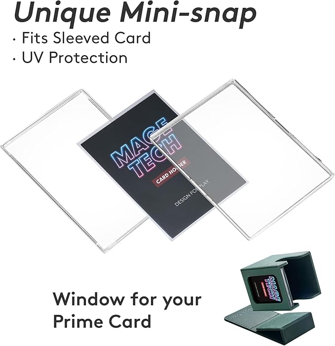 Commander Deck Box Lite - Card Display with Mini Snap Card Holder & Removable Cover, Fits 100+ Single-Sleeved Cards, Ideal for MTG, PTCG, OPCG, SWU & More (Green)