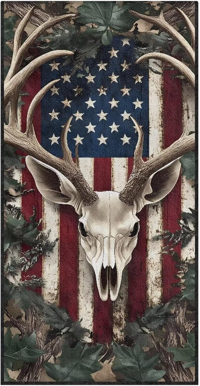 INSTANTARTS Camo American Flag Deer Hunter Car Seat Cover Protector Sweat Towel Multi-Functional Car Towel