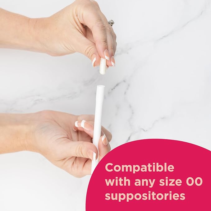 BoriCap Boric Acid Vaginal Suppository Applicators - Washable & Reusable Easy Glide Feminine Applicator for Size 00 Suppositories, Ribbed Grip, Storage Pouch Included, Made in USA - 7 Count