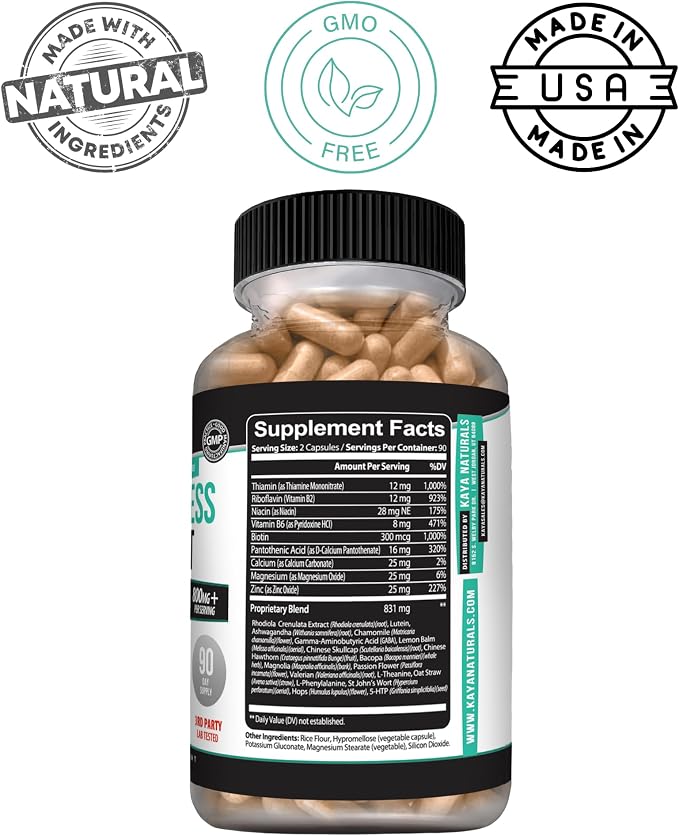 Kaya Naturals - Natural Herbal Support Vitamin Supplement are Designed to Help You find Balance and Relaxation in Your Daily Routine - Vitamin Supplement - 180 Capsules
