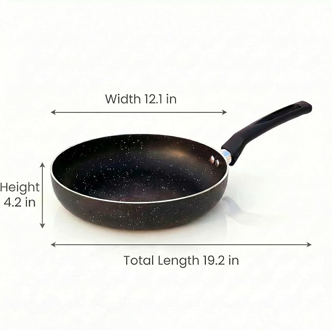 Heavy Gauge 12-Inch Nonstick Frying Pan Skillet, Large Aluminum Omelet Pan for Searing, Sauteing and Everyday Cooking, Induction Compatible Cookware for Gas, Electric and Ceramic