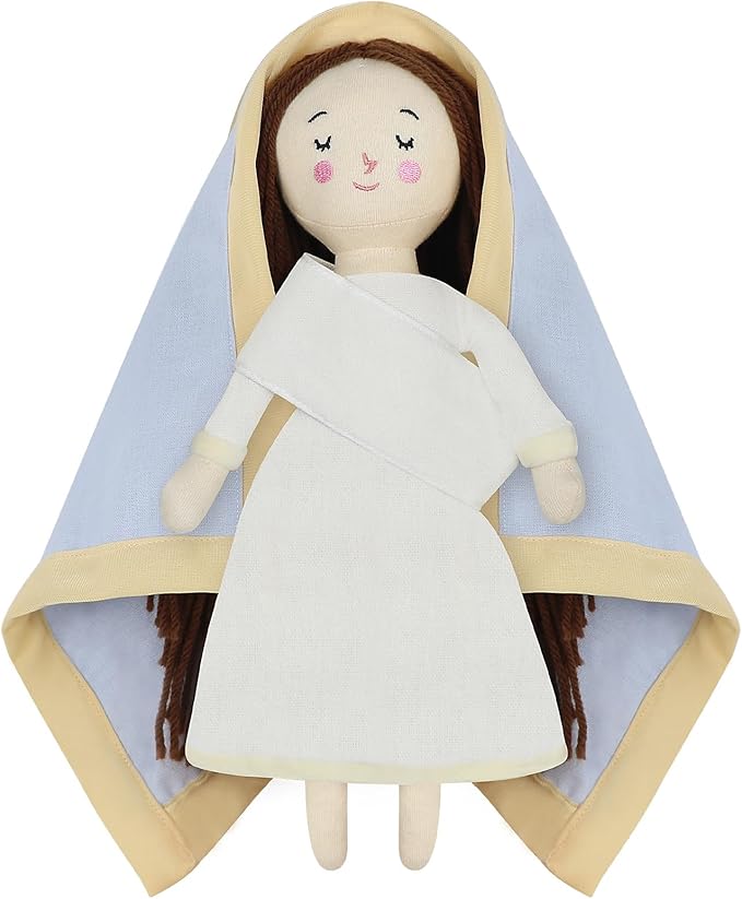 free-space Blessed Virgin Mary Doll and Baby Jesus Plush Religious Figure Playset for Boy Girl Christening Gift(Virgin Mary)