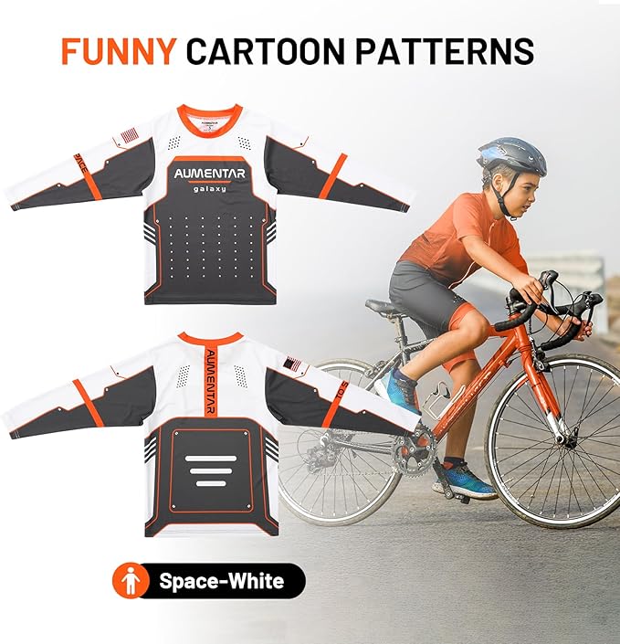 Kids Cycling Jersey Long Sleeve Dirt Bike Motocross Shirt, BMX Off-Road Racing Clothing