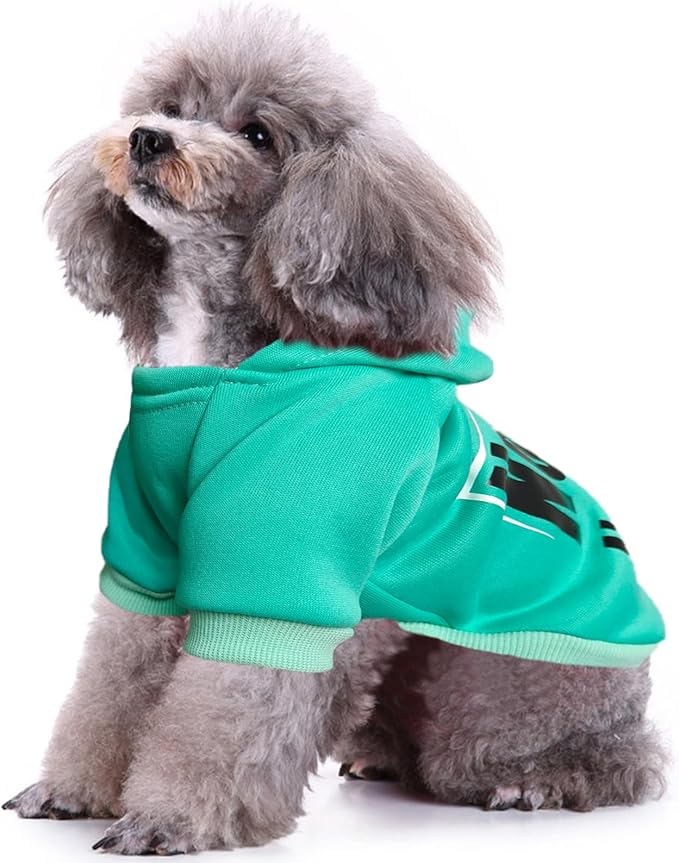 Jecikelon Winter Printed Dog Hoodies Sweatshirts Warm Clothes for Small Dogs Chihuahua Coat Puppy Clothing Cat Custume (Cyan, Large)