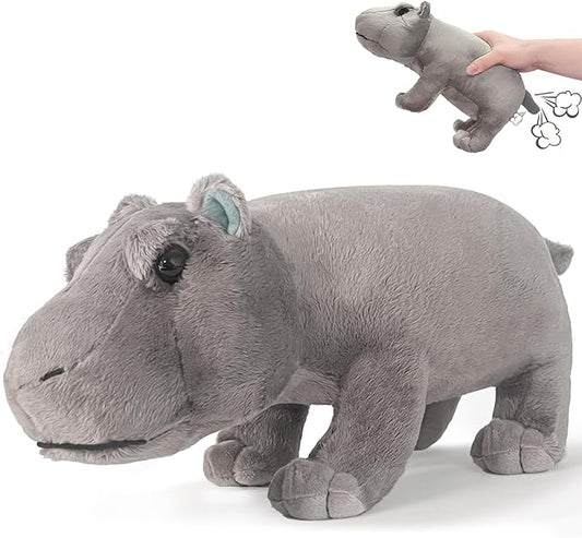 Hippo Plush Toy, Farting Plush Toy, Cute and Funny Animal Plush Toys, Lively Atmosphere Toys, Interesting Gifts for Kid and Colleagues on Birthdays, White Elephant Day, April Fools' Day, Thanksgiving