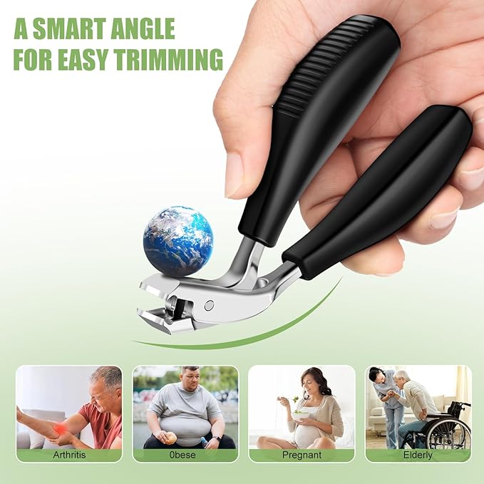 Toenail Clippers for Seniors Thick Toenails, 2026 Upgrade Straight Angled Head Large Toe Nail Clippers for Men, Sharp Heavy Duty Nail Cutter with Catcher ABS Long Handle