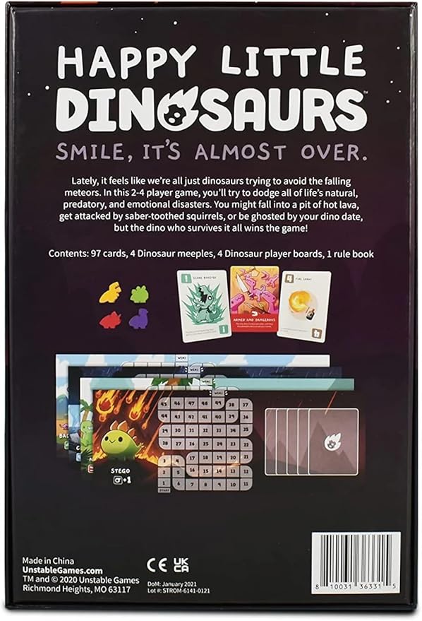 Happy Little Dinosaurs Base Game - Competitive Sabotage Funny Family Card Game For Kids, Teens, Adults - 2-4 Players