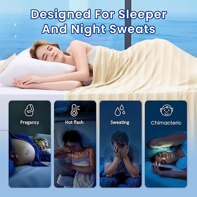 Cooling Blanket Queen Size, 90"x90" Cooling Throw Bed Blankets for Hot Sleepers and Night Sweats, Arc-Chill Q-max>0.4 Light Weighted, Cold Breathable Summer Cool Blankets for Hot Weather