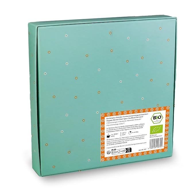Creano Organic Herbal Tea Gift Set ‘Tea Lovers’ – 9 pyramid tea bags in 9 cute shapes to give as gifts – 22.5g*