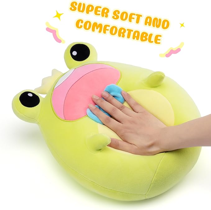 Original 13.5-inch Large Frog Plush Pillow Stuffed Animal Toy,Big Size Cute Soft Toys Fat Kawaii Pillows Cuddle Plushie,Gift for Kids Girls Children