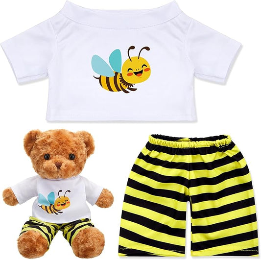 2 Pcs Bear Clothes Outfit Fit Most 12-16 Inch Stuffed Clothing Cute Plush Doll Clothes Plushy Bear Pajamas for Stuffed Make Your Own Plush Bears(Bee Style,Yellow and Black)