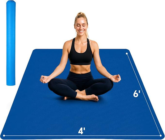 Stepwaver Extra Large Yoga Mat 6'x4'(1/3" & 1/4" Thick), Non-Slip, Ultra Durable, Wide Workout Mat, Wide Exercise Mats for Home Workouts, Yoga, Pilates, Stretching (Barefoot Exercise)