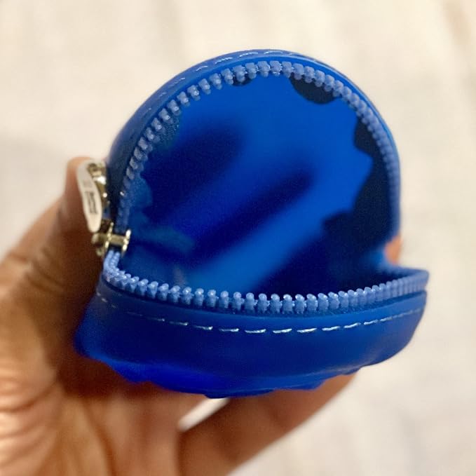 Adorable Pink Peri - Menstrual Period Cup Case Storage Bag | Rose Design + Silicon Material | Easy to Carry, Clean, and use | Metal Chain Attached | Multi-use for Any Small Items - Blue