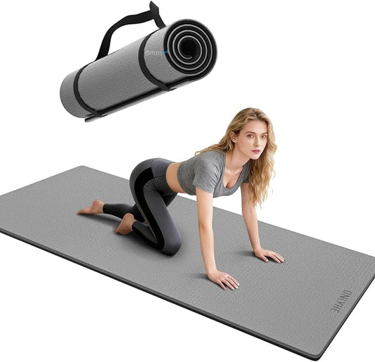 Yoga Mat Thick（8mm）Exercise Mat Non Slip Anti-tear,Pilates Mat for Men and Women,Workout Mats for Home,Barefoot Workouts and Floor Exercise,with Carrier Strap(71"x 24")