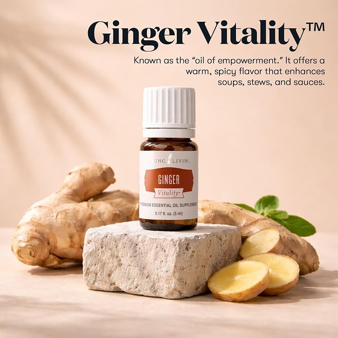 Young Living Ginger Vitality Essential Oil | 5 ml | Premium Aromatherapy & Culinary Oil | Natural Flavor Enhancer for Cooking, Relaxation & Wellness | Supports Digestion & Healthy Lifestyle