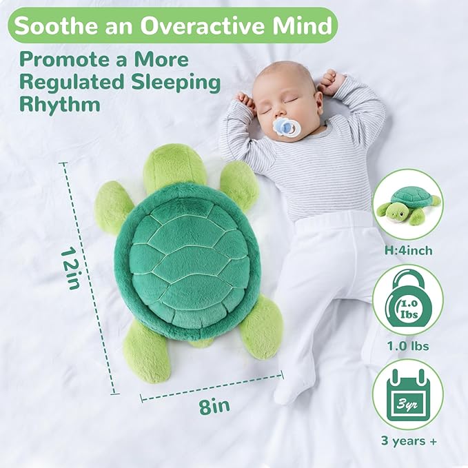 Turtle Weighted Stuffed Animals - 12 Inch 1.0 Pounds Weighted Plushies Sea Turtle Stuffed Animal - Small Tortoise Plush Pillow - Cute Plush Toy Gifts for Kids & Adults (12" 1.0 lbs)