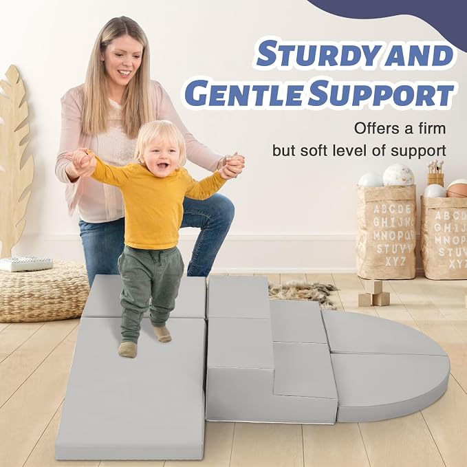 TODIBY 6-Piece Soft PU Leather Toddlers Climbing Toys, Baby Foam Climbing Blocks for Kids 3, Baby Climbing Structures Play Gym for Toddlers, Indoor Climb and Crawl Activity Play Set