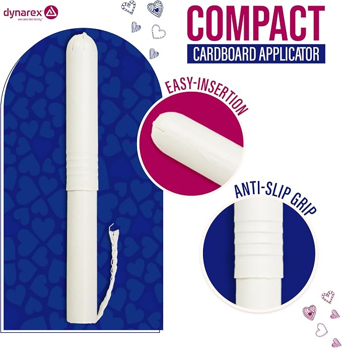 Dynarex Regular Tampons – Bulk Feminine Hygiene Product with Cardboard Applicator – 6-Hour Protection – 9 Boxes, 225 Total Tampons
