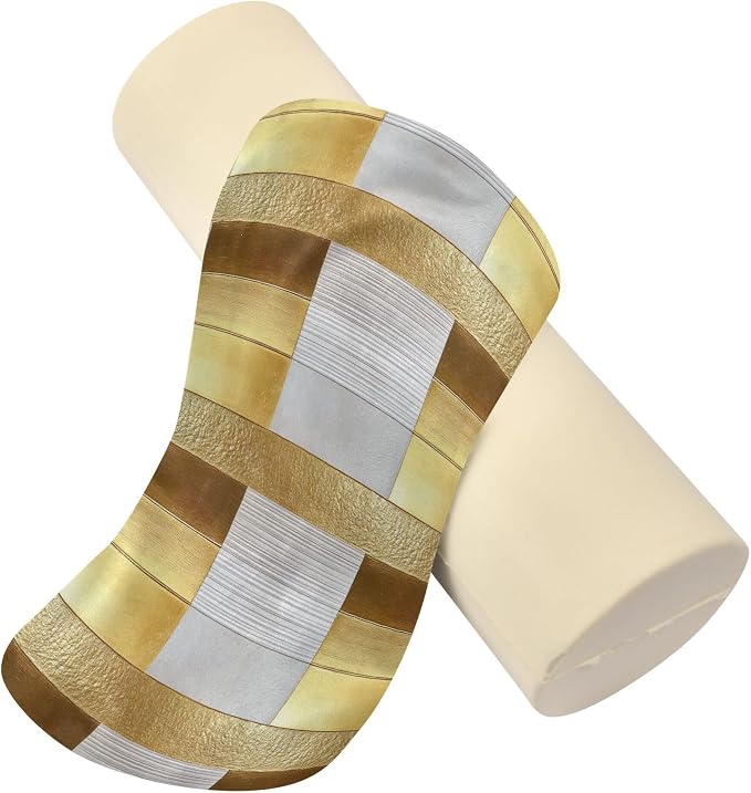 Outdoor Bolster Pillow Neck Roll Pillow Round Pillow for Back Cylinder Throw Pillows Cylinder Pillow Covers with Zipper Gold Stripe