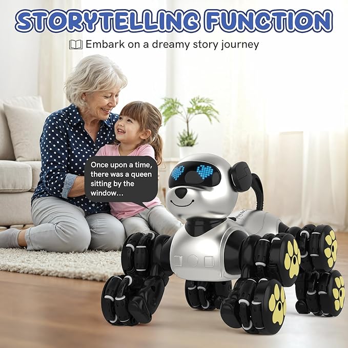 8WD Stunt RC Car Robot Dog Toys, 2.4GHz Remote Control Car Dog Toys with LED Eyes, Smart Interactive Programmable Robot Gift for Kids Age 3 4 5 6 7 8 Year Old