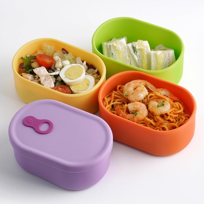 Korean Silicone Food Container, Steam Vent, 22 floz 4-Piece Set | Microwave & Freezer Safe, Leakproof, Airtight, Dishwasher Safe, BPA Free