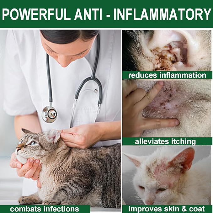 Yeast Infection Treatment for Dogs & Cats, Itchy Skin & Ear Relief | Natural Dog Cat Ear Yeast Infection Treatment Drops, Relieves Itching, Irritation and Reduces Ear & Paw Inflammation