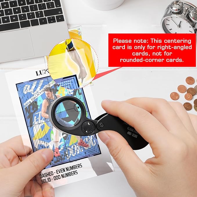 Luxiv Card Grading Centering Tool Kit, Card Center Tool with 30X Magnifying Implement, 2 Pcs Clean Cloth, Centering Guide Center Equipment (Right Angle)