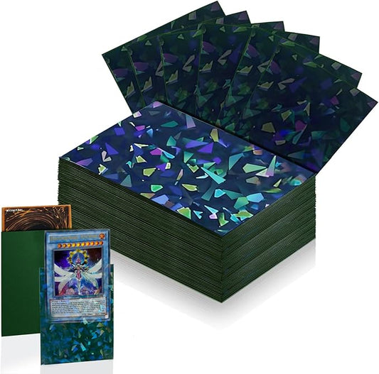 100 Count Green Card Sleeves for Trading Cards, Perfect Fit Shiny MTG Card Sleeves, Holographic Card Sleeve Fit for Magic, Photocard, TCG, Baseball/Sports Cards, Yugioh Card, Game Card 66 * 91 mm