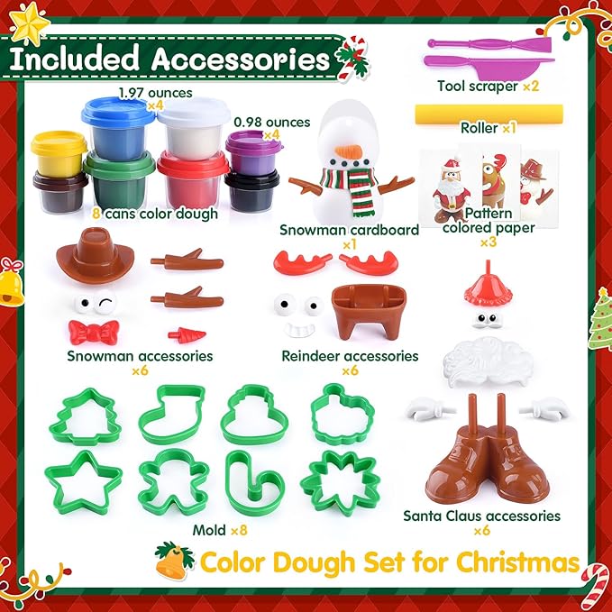 PLAY Color Dough Set for Kids - Clay Set for Kids Ages 4-8 Educational Toys for Girls Safe & Non-Toxic