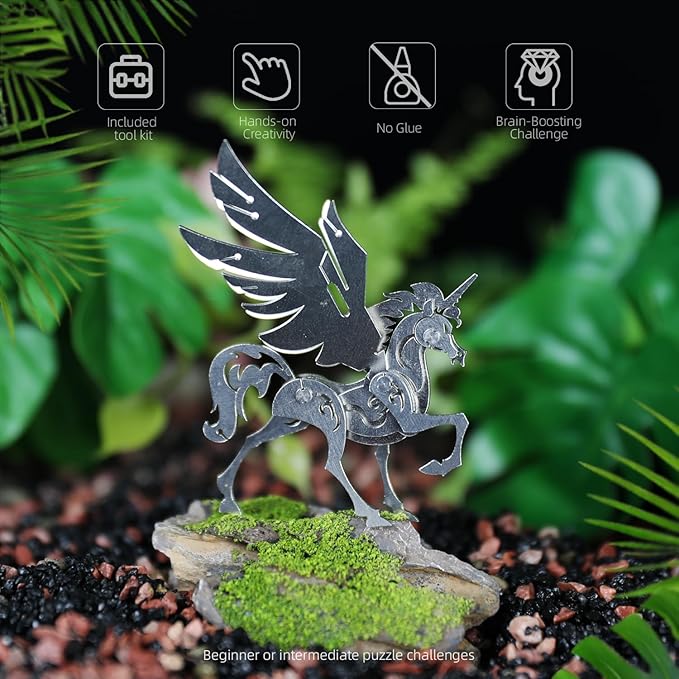 Mythical Unicorn 3D Metal Puzzle Model for Adults, DIY Animal Sculpture 3D Model Kit Immersive Creative Building Model Art Desk Decor