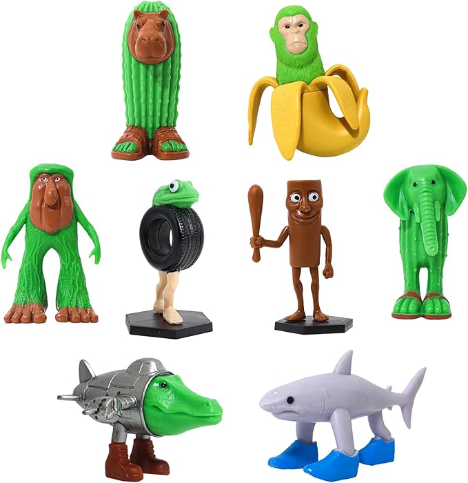 8Pcs Italian Brainrot Action Figures Tralalero Travala Toy Set With Tralalero Travala,Tung Tung Tung Sahur, Brr Brr Patapim & More - Brainrot Toys Collectible Animal Figures for Display or Gifting