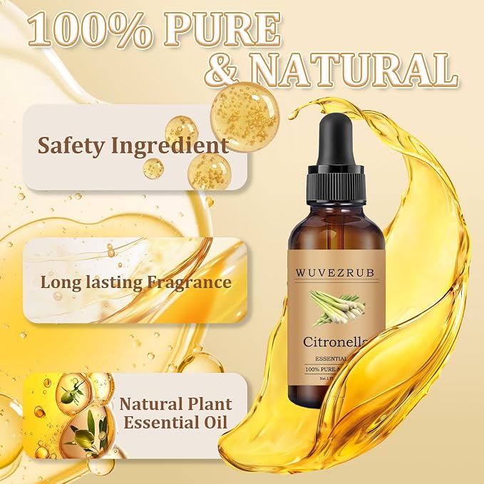 Citronella Essential Oil 30ML - 100% Pure and Natural Oils for Aromatherapy Diffuser - 1 Fl Oz/Citronella