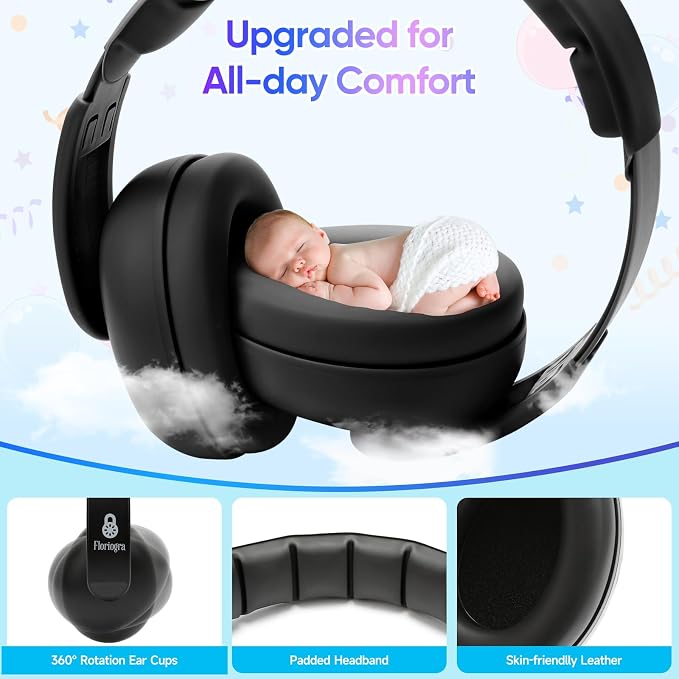 Floriogra Baby Headphones for Noise - [Upgraded Baby-Friendly Version] Ear Muffs Noise Protection Noise Cancelling Headphones - Ear Protection for 3 Months to 2 Years