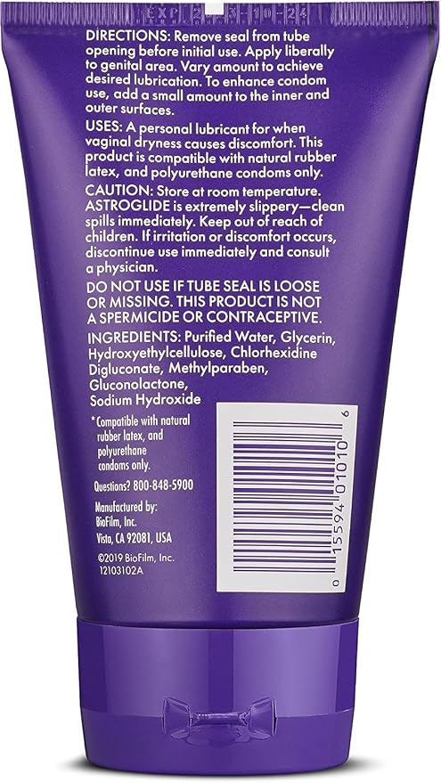 Astroglide Gel, Water-Based Lubricant Sex Gel for Couples, Men and Women (4 oz.) | Stay-Put Personal Lubricant | Long-Lasting Sex Lube | Condom Compatible | Made in The USA (Pack of 4)
