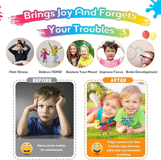 Transformable Fidget Spinner Toys for Kids and Adults,4 PCS Finger Sensory Toy for Teens with Autism ADHD Anxiety Relief,Birthdays Gifts Party Favors for Boys Girl Travel Stocking Stuffers