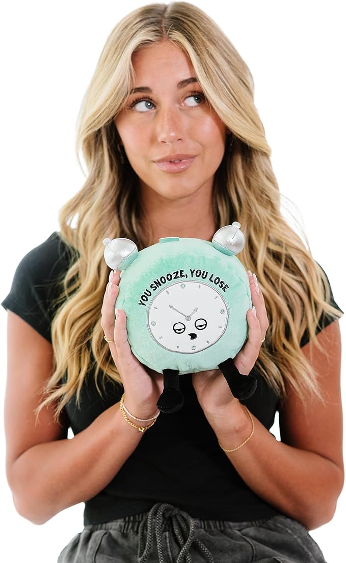 Alarm Clock Plushie - You Snooze, You Lose Funny Clock Plush, Sassy & Novelty Plush Toy for Gifting