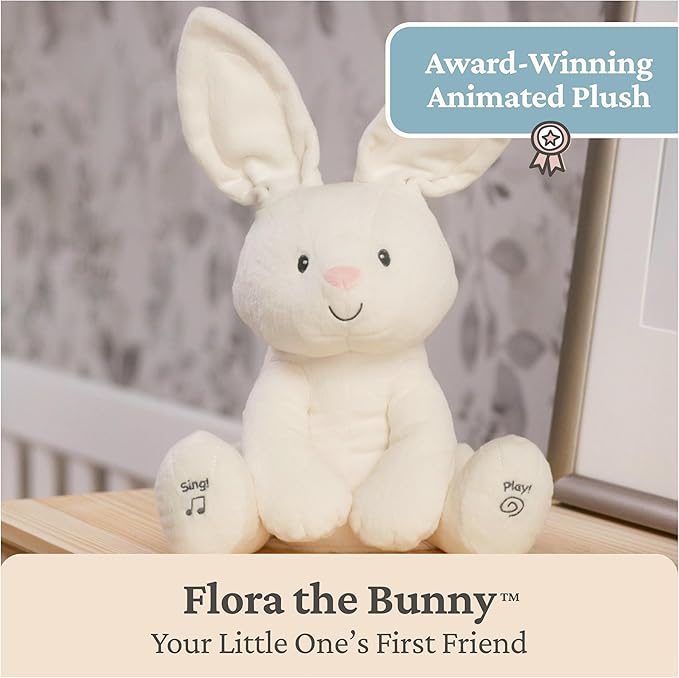 GUND Baby Flora The Bunny Animated Plush, Singing Stuffed Animal Toy for Ages 0 and Up, Cream, 12" (Styles May Vary)