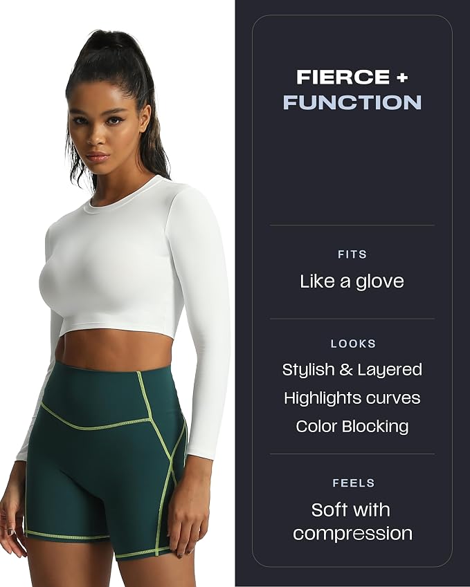 Aoxjox Lexi Lined Workout Biker Shorts for Women Tummy Control High Waisted Exercise Athletic Gym Running Yoga Short 6"