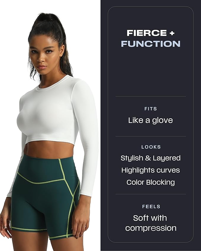 Aoxjox Lexi Lined Workout Biker Shorts for Women Tummy Control High Waisted Exercise Athletic Gym Running Yoga Short 6"
