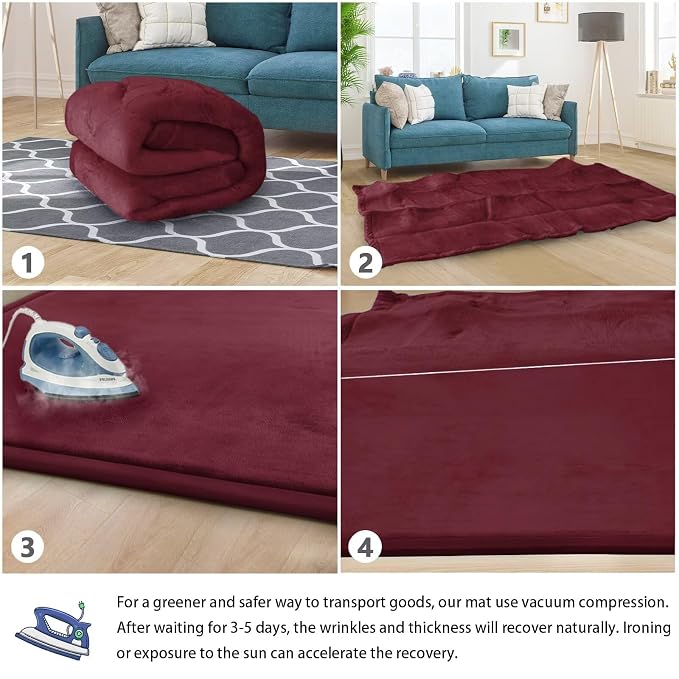 Baby Play Mat for Floor Nursery Muscle Mat Area Rug Playroom Rug 79x79" Elastic Foam 1.3" Thick Crawling Mat for Babies,Toddlers, Infants (Burgundy)