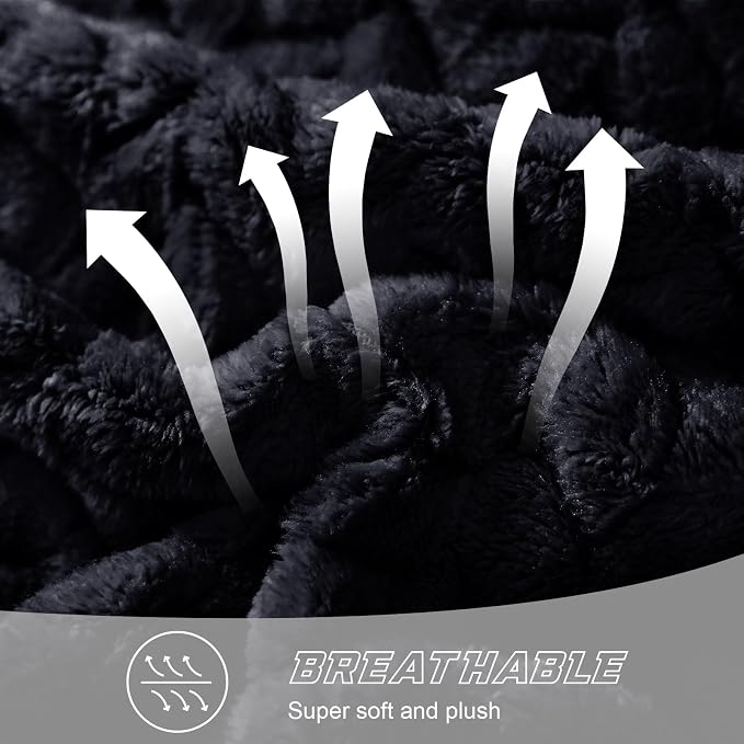 Exclusivo Mezcla Fleece Throw Blanket for Couch Sofa, 50”x70”, Black | Oversized Soft Cozy Fluffy Blankets for Summer, Decorative Plush Flannel Throws for Living room, Bedroom with Leaves Pattern