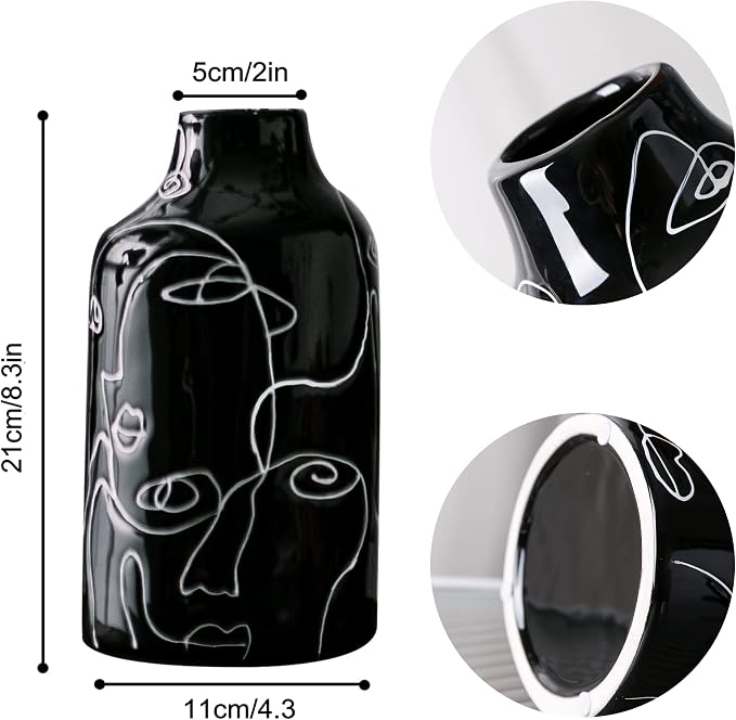 Kimdio Ceramic Vase Irregular face Design Decorative Flower Vase for Home Decor Living Room, Home, Office, Centerpiece,Table and Wedding