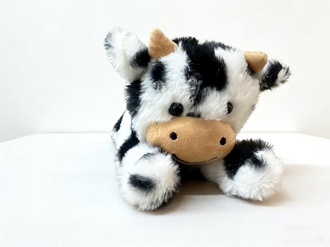 Cute Cow Plush Stuffed Animal Doll Toy 10 inch for Girls Boys One Pieces（Each one has a Different Pattern） (pa Cow bd Black)